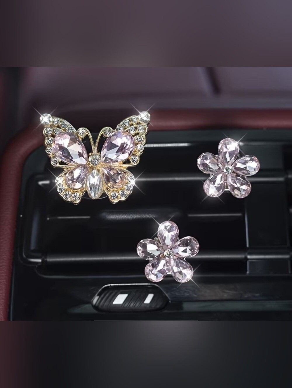 Crystal Butterfly and Flower Or Turtle Car Clip Fragrance Diffuser